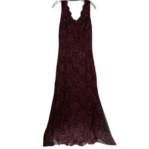 Candalite Burgundy/Maroon Lace Formal Gown Dress Women’s Size M